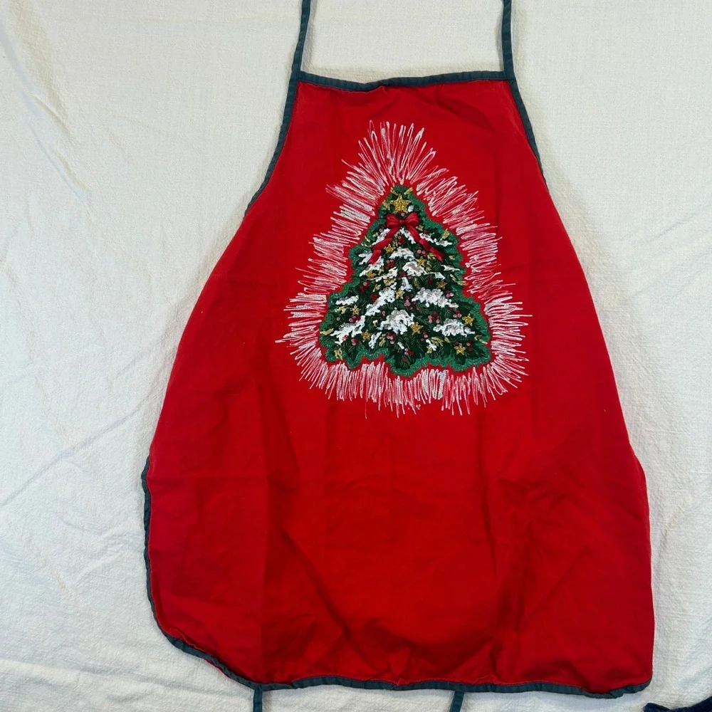 Lot of 4 Vintage Apron Liz Lauter Denim Cackleberry Home Egg Apron Christmas